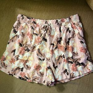Time and Tru Pink Floral High Waist Shorts